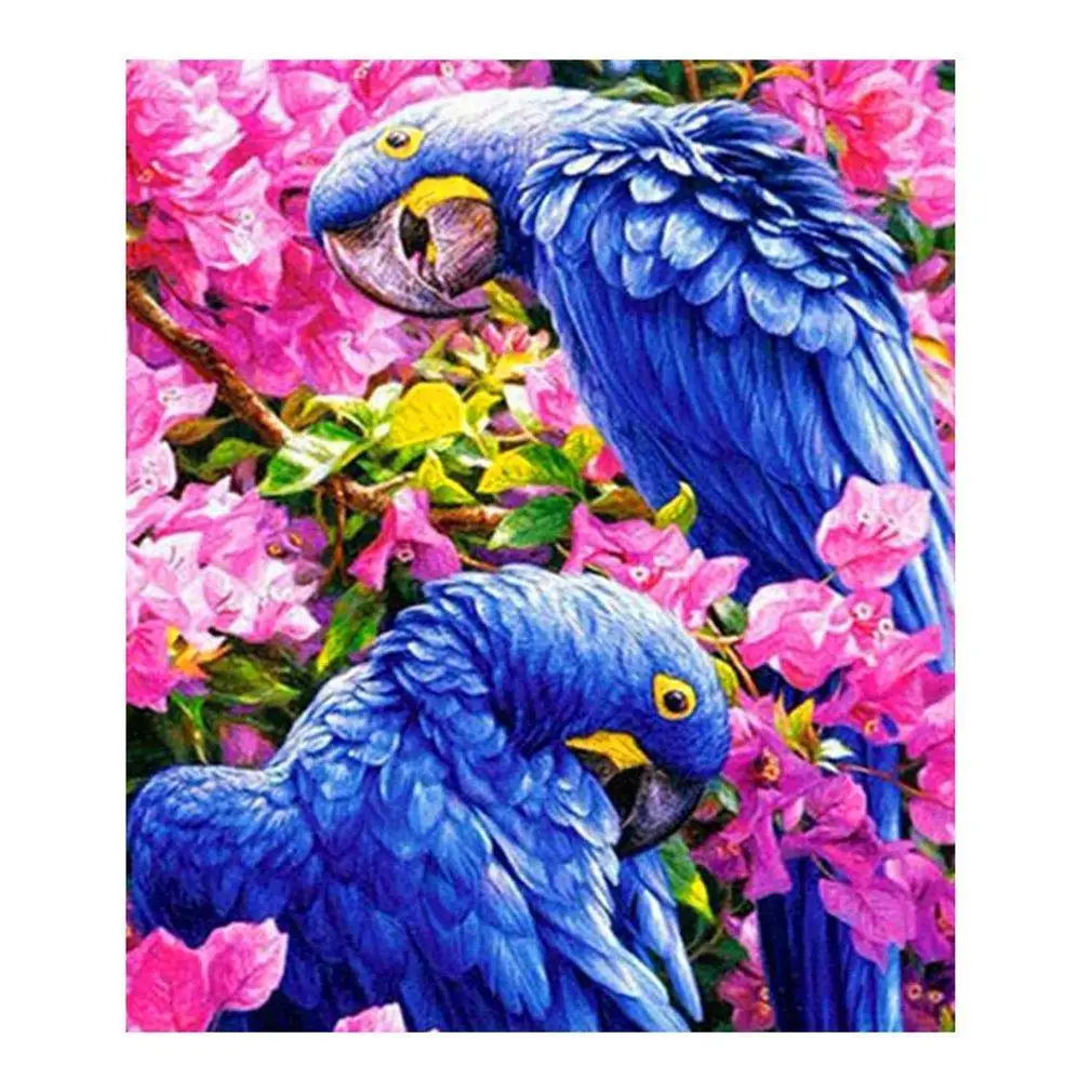 Вышивка с двумя попугаями цветы Стразы DIY 5D вышивка крестиком картина ZC|Вышивка