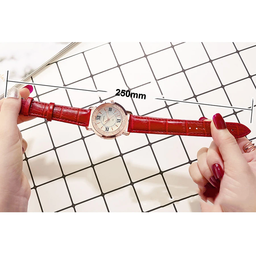 Женские кварцевые часы со стразами браслет с кожаным ремешком 2019|Женские