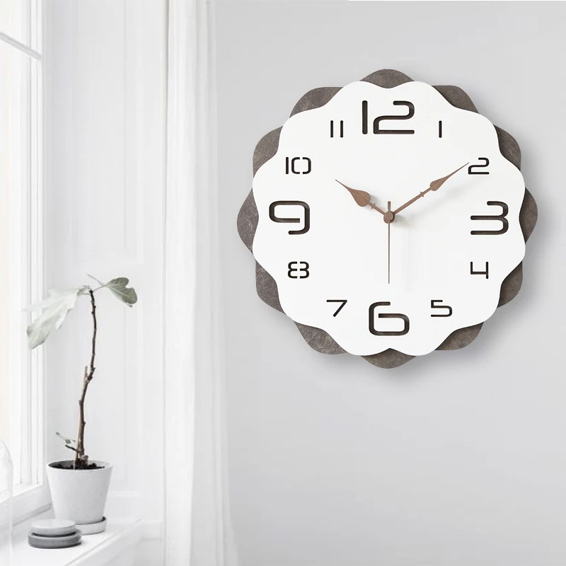 Modern Design Wall Clock Minimalist Silent Wooden Unique Nordic Wall Clock Art Office Relojes De Pared Home Supplies DE50ZB