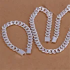 Лидер продаж; Новинка; 925 стерлингового серебра Классический 10 мм цепочка с квадратным плетением для браслетов и ожерелий, комплект ювелирных изделий для мужчин 202224 дюймов модные вечерние подарки