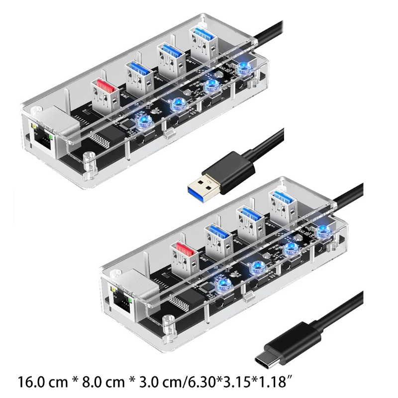 

Usb3.0 One-to-Four Hub 4 Port USB 3.0 Hub Adapter With Power Switch - Ultra Slim Data USB Hub