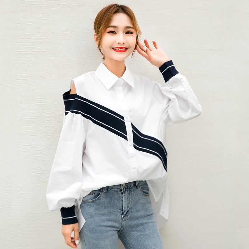 Женская рубашка с бантом XITAO повседневная прямая блузка составного кроя одной