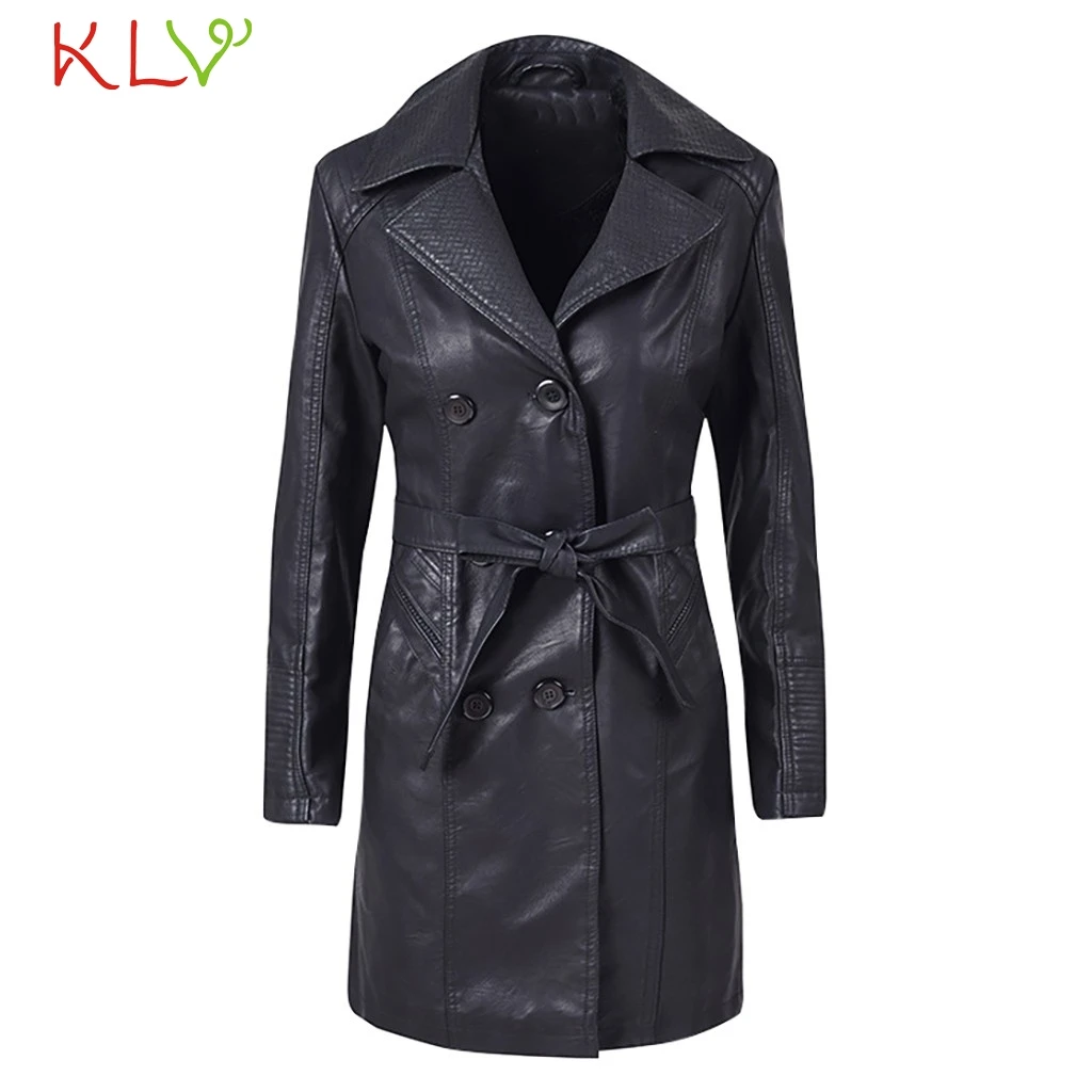 Женская теплая куртка из искусственной кожи черная приталенная мотоциклетная на