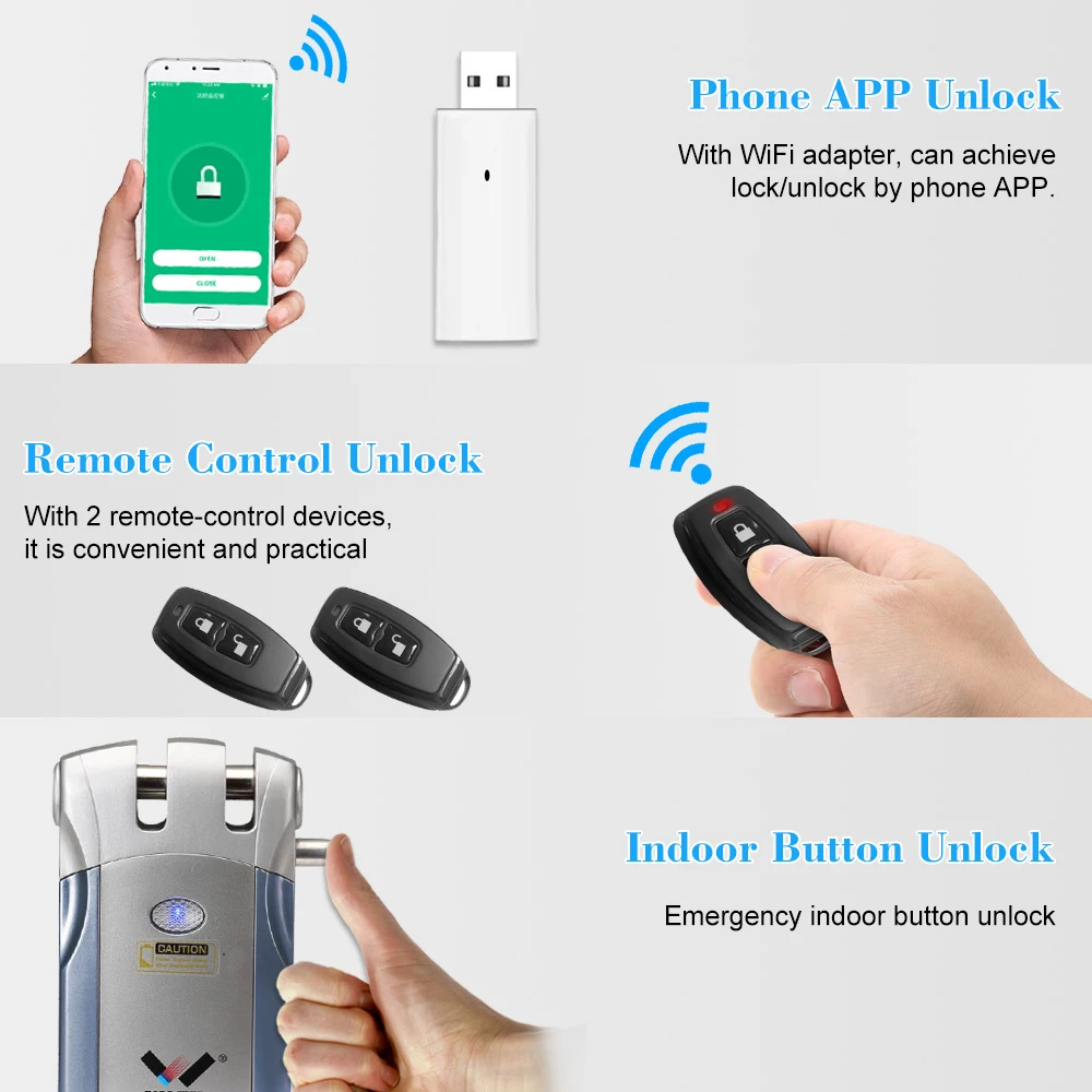 Умный дверной замок WAFU HF 018W WiFi с дистанционным управлением невидимый БЕСКЛЮЧЕВОЙ