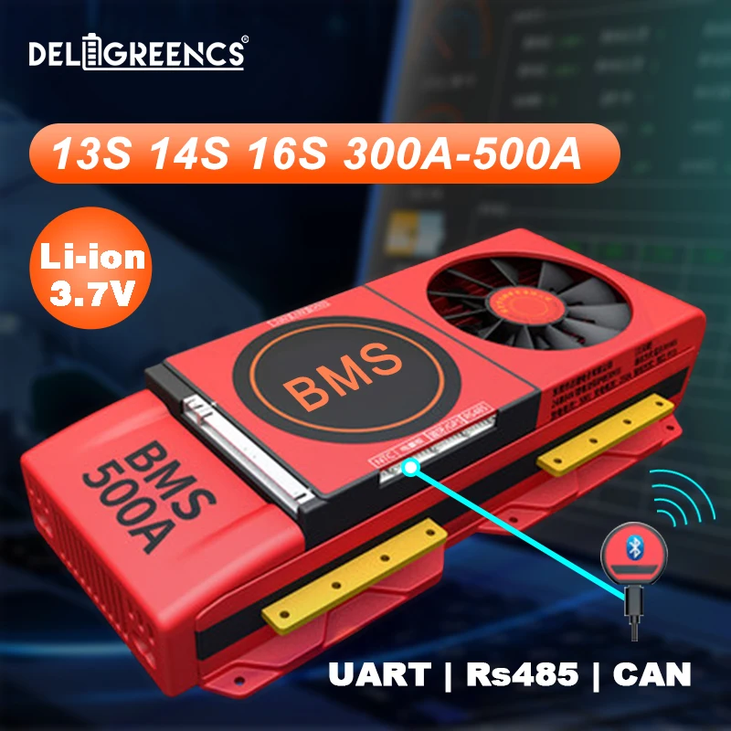 13S 300A Li-Ion Smart BMS 14S 400A 16S 500A для 3,7 В Номинальная литиевые BMS с вентилятором UART Bluetooth 12V 24V 36V для электротранспортного средства