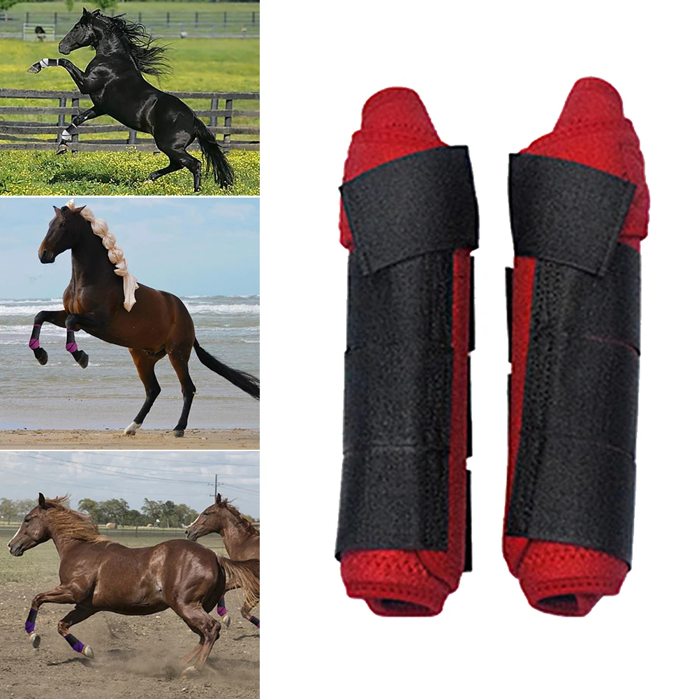 

1 Pair High Elastic Cloth Horse Magic Sticker Outdoor Protective Gear Washable Adjustable Training Riding Soft Sports Leg Guards
