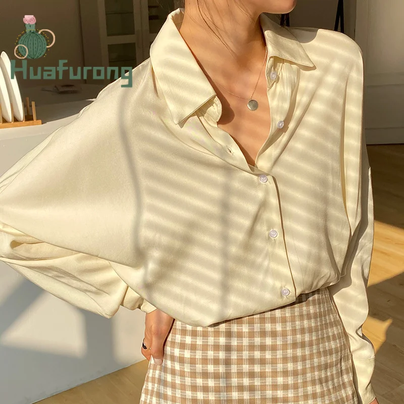 

2021 Summer Long Sleeve Turn-down Collar Shirt Top Texture Push Shirt Female New Japan Style White Shirt Top With Sleeves