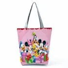 Сумка на плечо с принтом Микки Мауса, Вместительная женская сумочка для покупок с мультипликационным рисунком, милая Экологически чистая многоразовая сумка Disney с индивидуальным узором