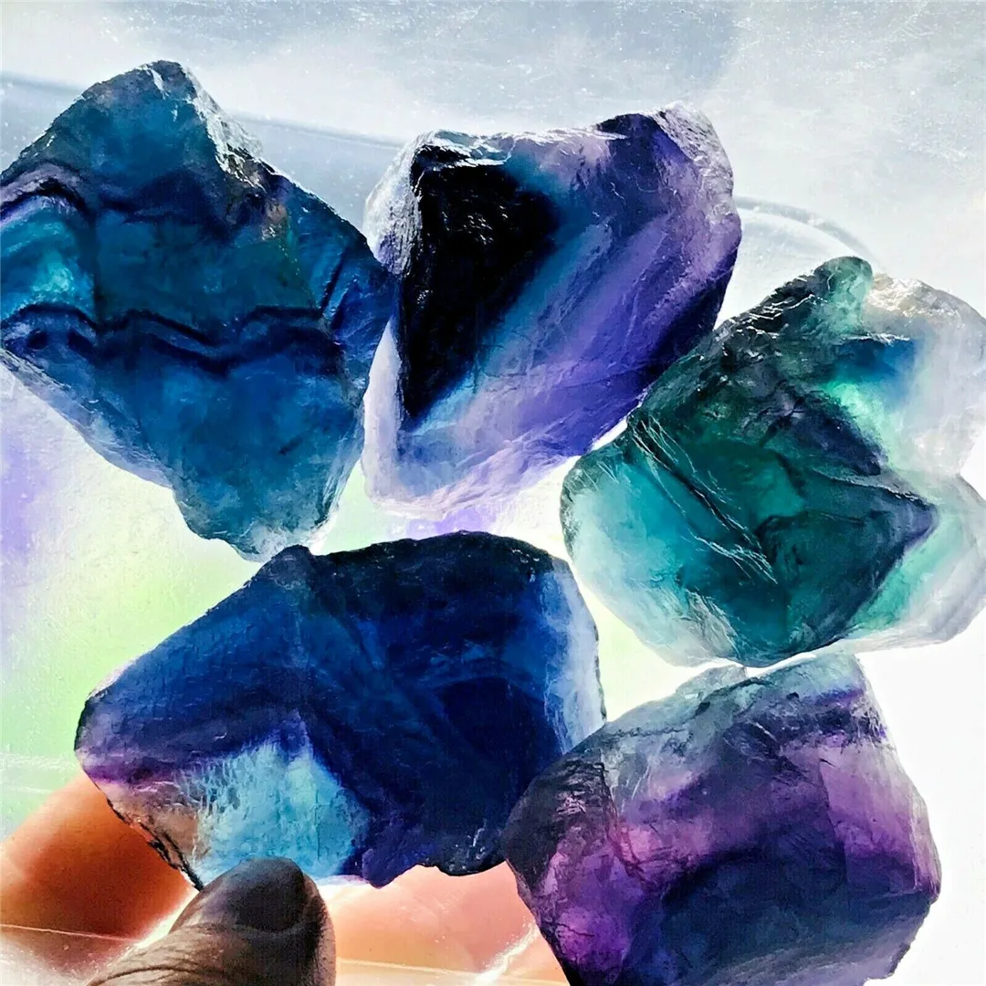 

Natural Stone Crystal Mineral Rainbow Fluorite Stone Home Decoration Carving DIY Material Energy Wheel Pulse Healing Crystal