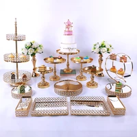 30pcs gold cake stand set wrought iron exquisite rack base dessert wedding cupcake party table candy bar table decor