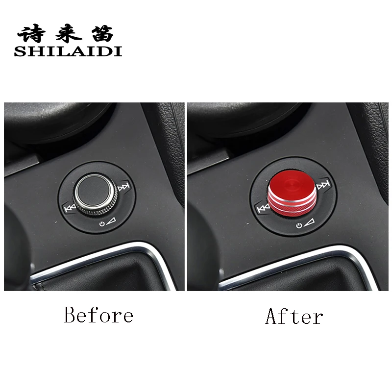 

Car Styling Center Console multimedia Knob Switch Buttons Frame Cover Stickers Trim For audi Q2 Q2L Auto Interior Accessories