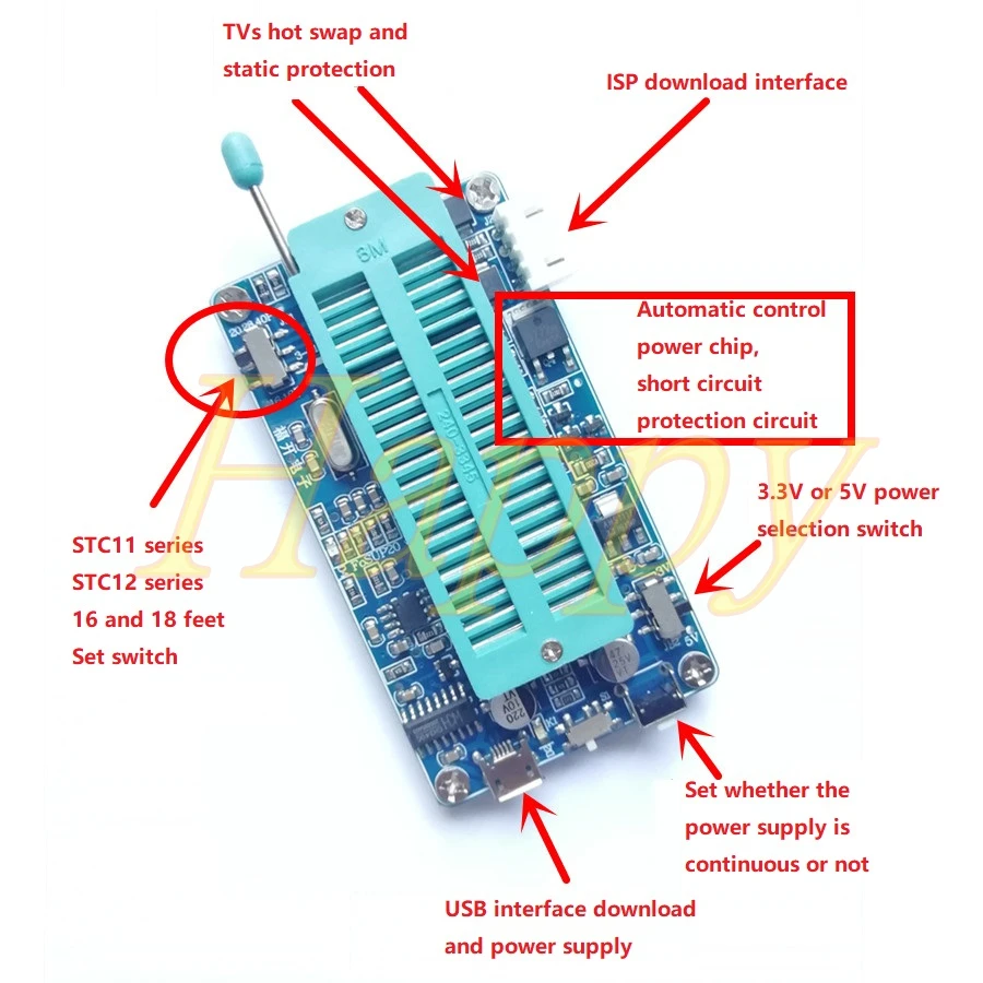 Новая программирующая горелка STC MCU поддерживает все модели горелки 3 в или 5 В с