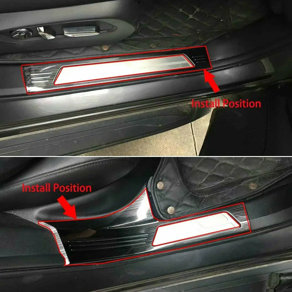 

Fit for Acura New RDX 2019 2020 Inside Door Sill Scuff Plate Guard Trims Silver