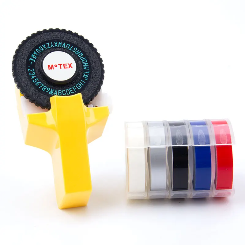 UniPlus Motex 3D производитель этикеток для Dymo 3D лент E101 руководство Typerwriter лента этикеток для принтера DIY письмо стикер - Цвет: Yellow-5pcs-1