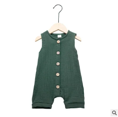 Детская одежда летние хлопковые и льняные цельные костюмы без рукавов для