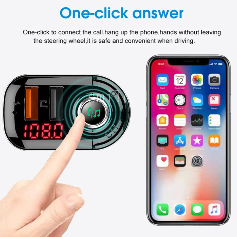 Автомобильный FM-передатчик Bluetooth 5 0 беспроводной аудиоприемник громкой связи