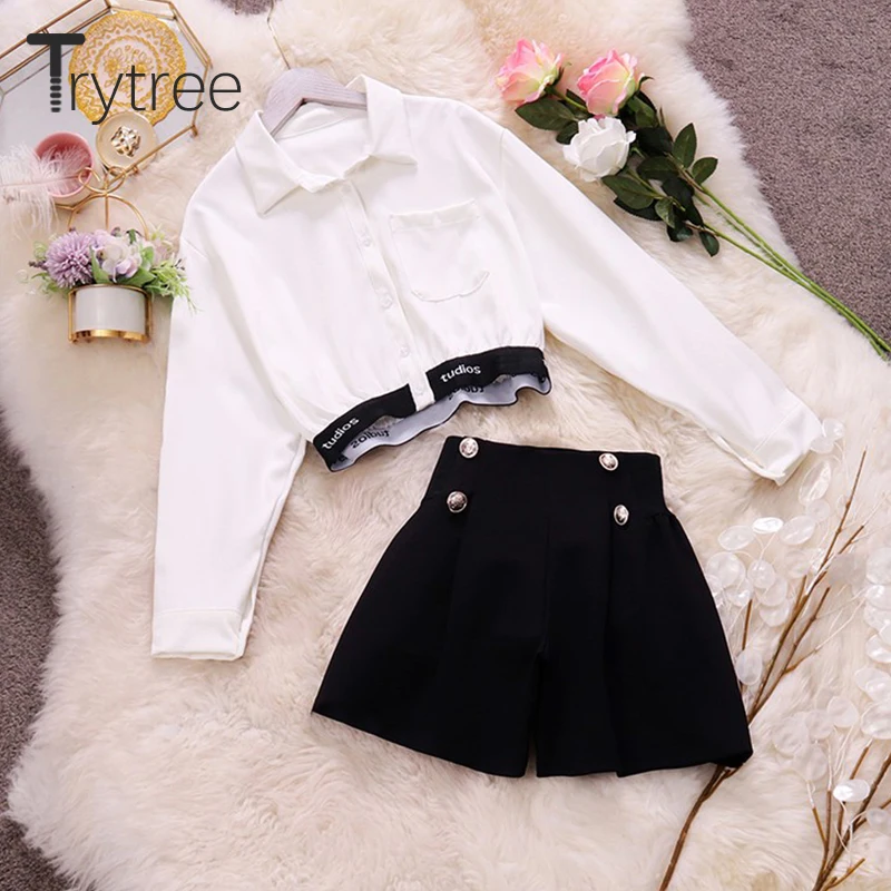 Trytree 2020 весенний комплект из двух предметов Повседневная однобортная блузка с