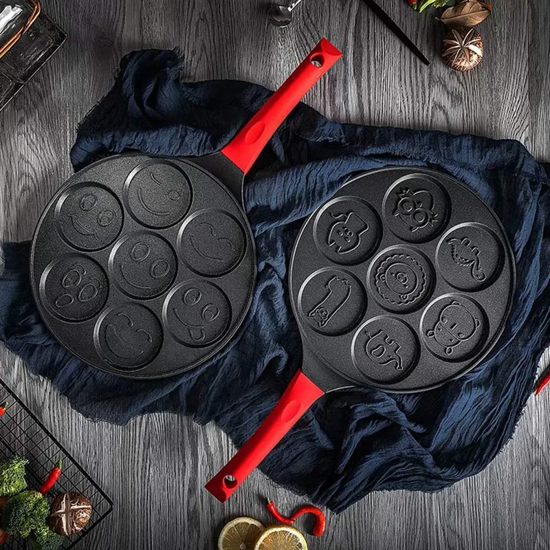 

Pancake Maker - Non-Stick Pancake Pan Griddle Grill Pan Mini Crepe Maker 7-Mold Pancakes with Silicone Handle