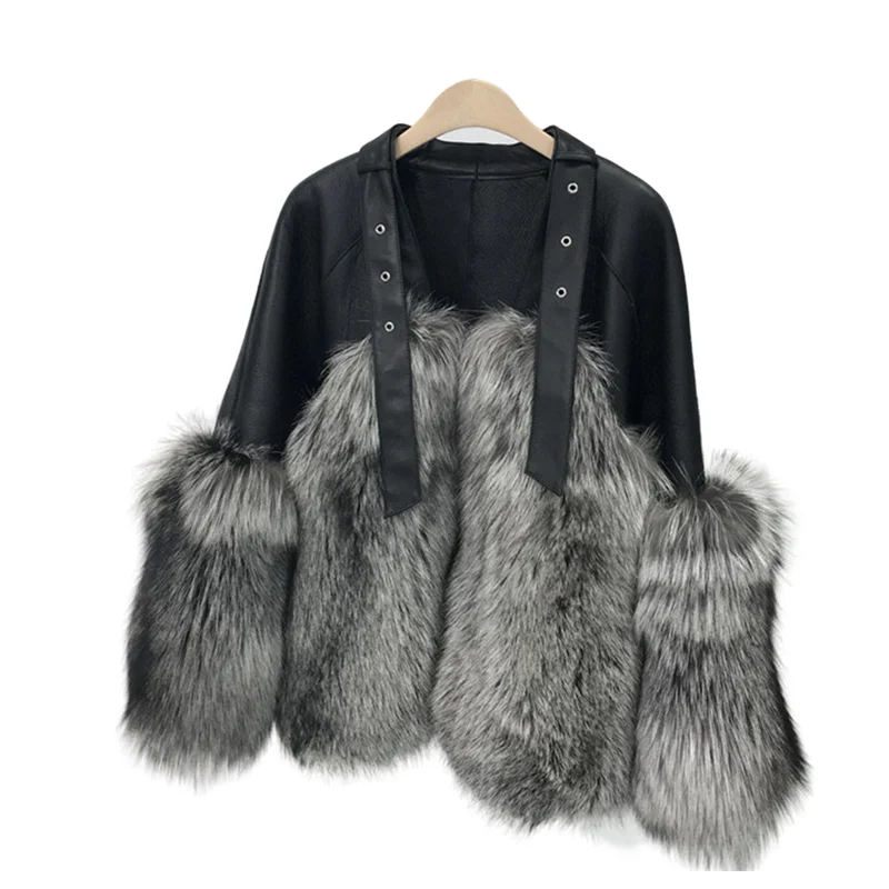 

Женская шуба из натурального меха, зимняя теплая Роскошная Шуба из овечьей шерсти и лисьего меха, 2022