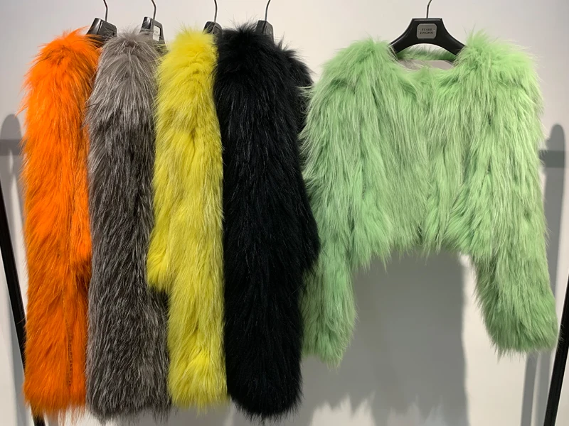 

long ladies sleeve natural autumn women real raccoon fur jacket knitted