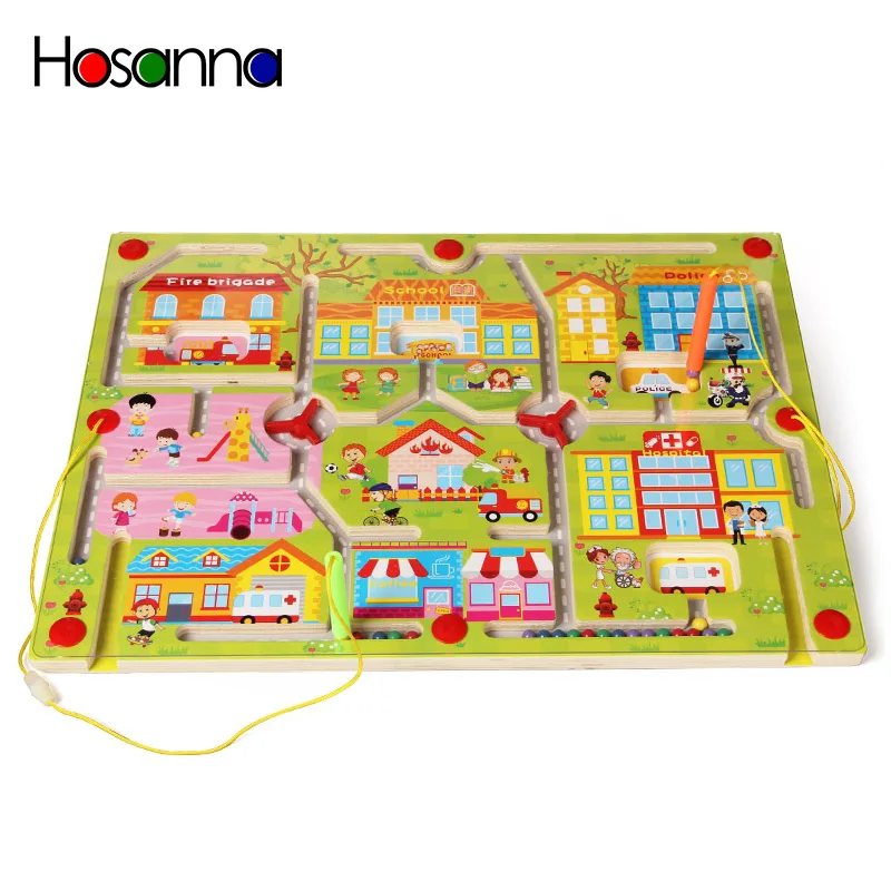 Деревянный лабиринт Магнитная игра головоломка игрушки для детей детская