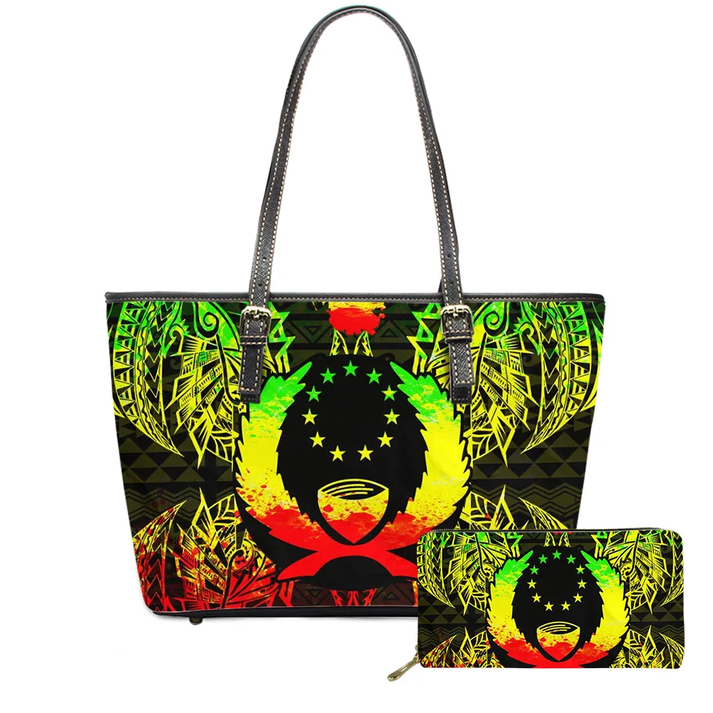 

Ladies Hand Bags Women Luxury Handbag Set Pohnpei Polynesian Samoan Tribal Print Makeup Bag Clutch Leather Purse Shoulder Bolsa