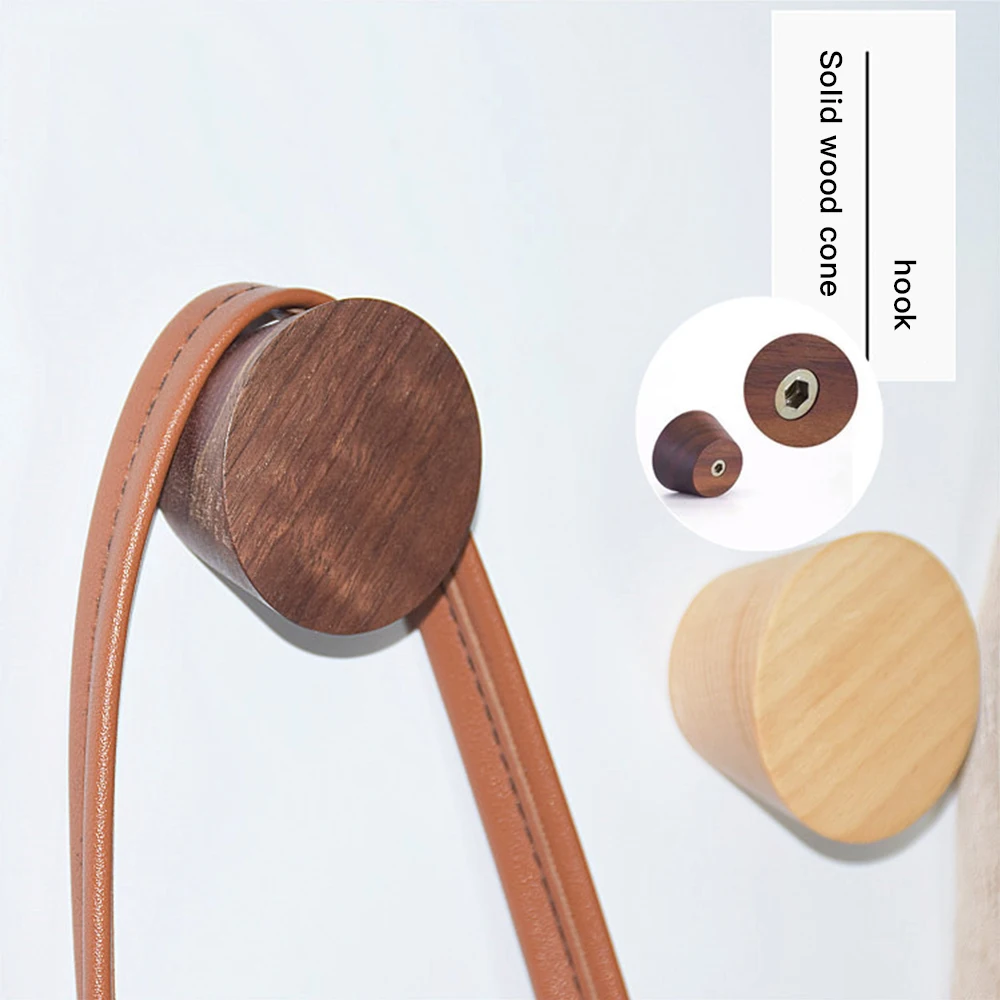 

Nordic Style Round Wood Hooks Clothes Coat Racks Wall Hook Black Walnut Wood Bag Hat Wall Hanger Modern Home Decoration Rack