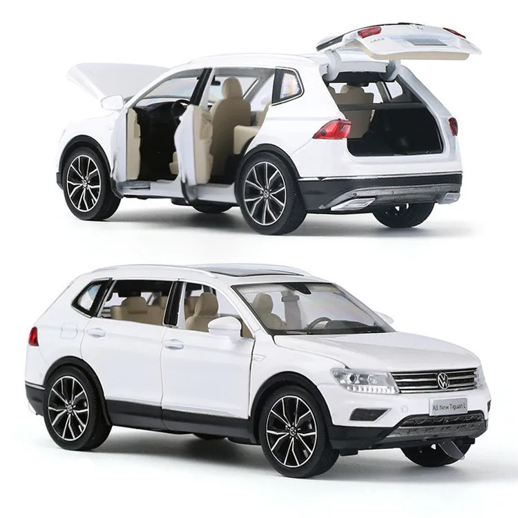 Высокое качество 1:32 Новая модель сплава Tiguan L, моделирование литья под давлением звука и света оттягивающаяся назад модель украшения