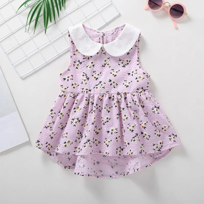 

Summer 2020 Girls Dress Girls Summer Cute Dress Cotton O-Neck Sleeveless Casual Print Floral A-line Dress Vestidos