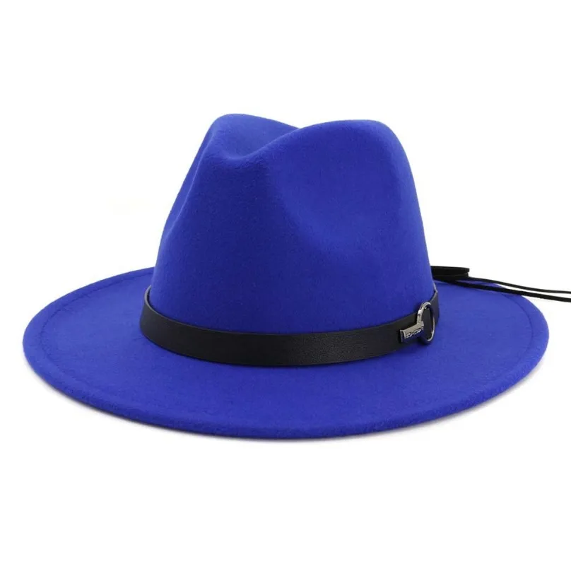 Для женщин с широкими полями шерсть фетр Джаз Fedora шляпы Панамы стиль дамы