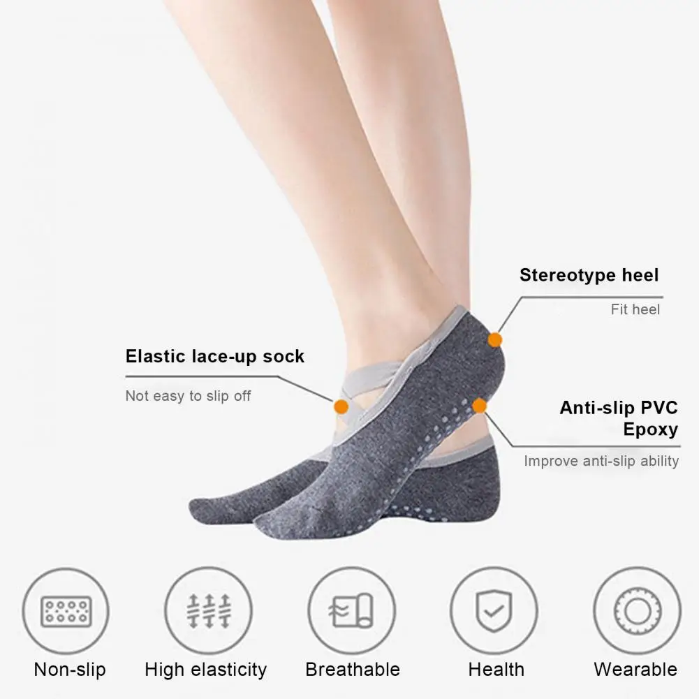 

1 Pair Yoga Socks Breathable Sweat-absorb Multi-functional Yoga Pilates Barre Sticky Grippers Socks Women