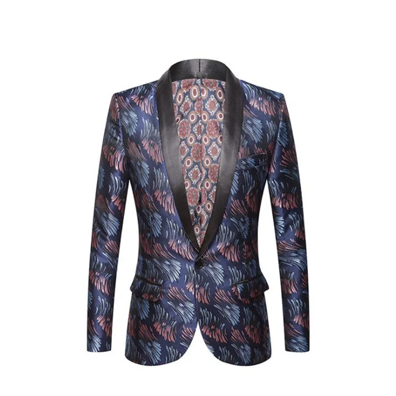 Jacquard men's suit single clothing fashion explosion model host performance dress European and American style americana hombre