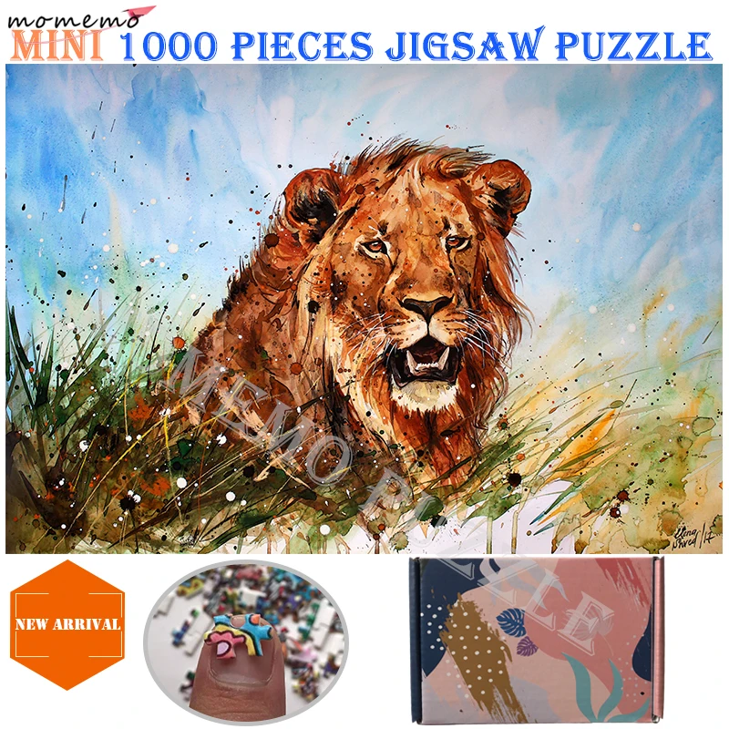 

MOMEMO Lion 1000 Pieces Mini Puzzles Toys Watercolor Painting Wooden Jigsaw Puzzle for Adults Kids DIY Assembling Puzzles Toys