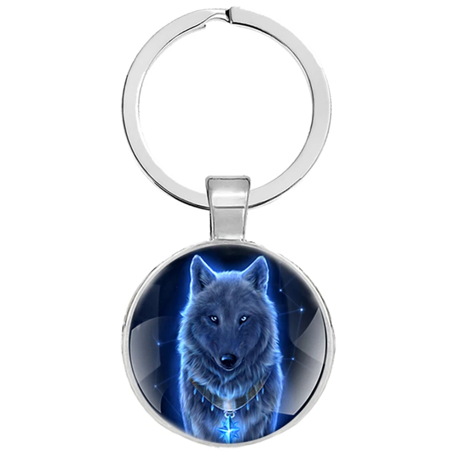 Новые загадочные брелки с волком голубая луна стеклянные подвесные брелоки