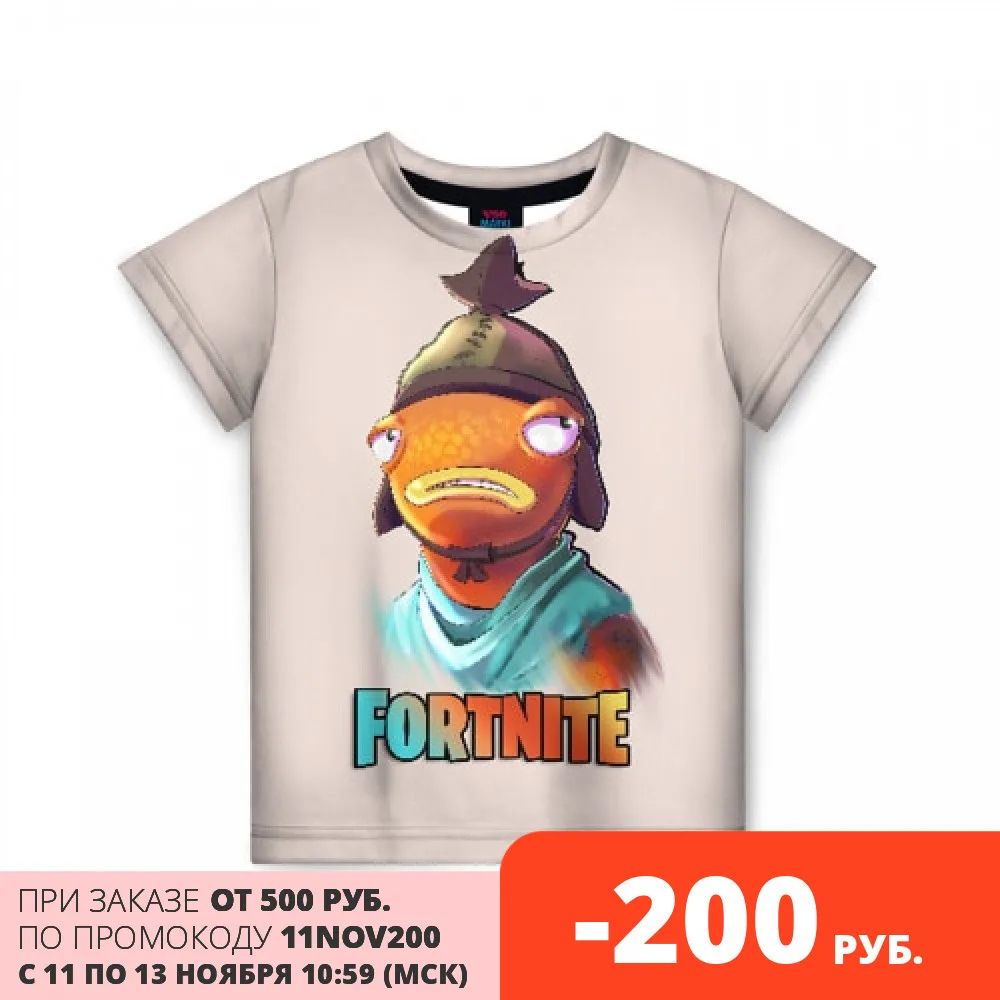 Детская футболка 3D КАРАСЬ FORTNITE|Тройники| |
