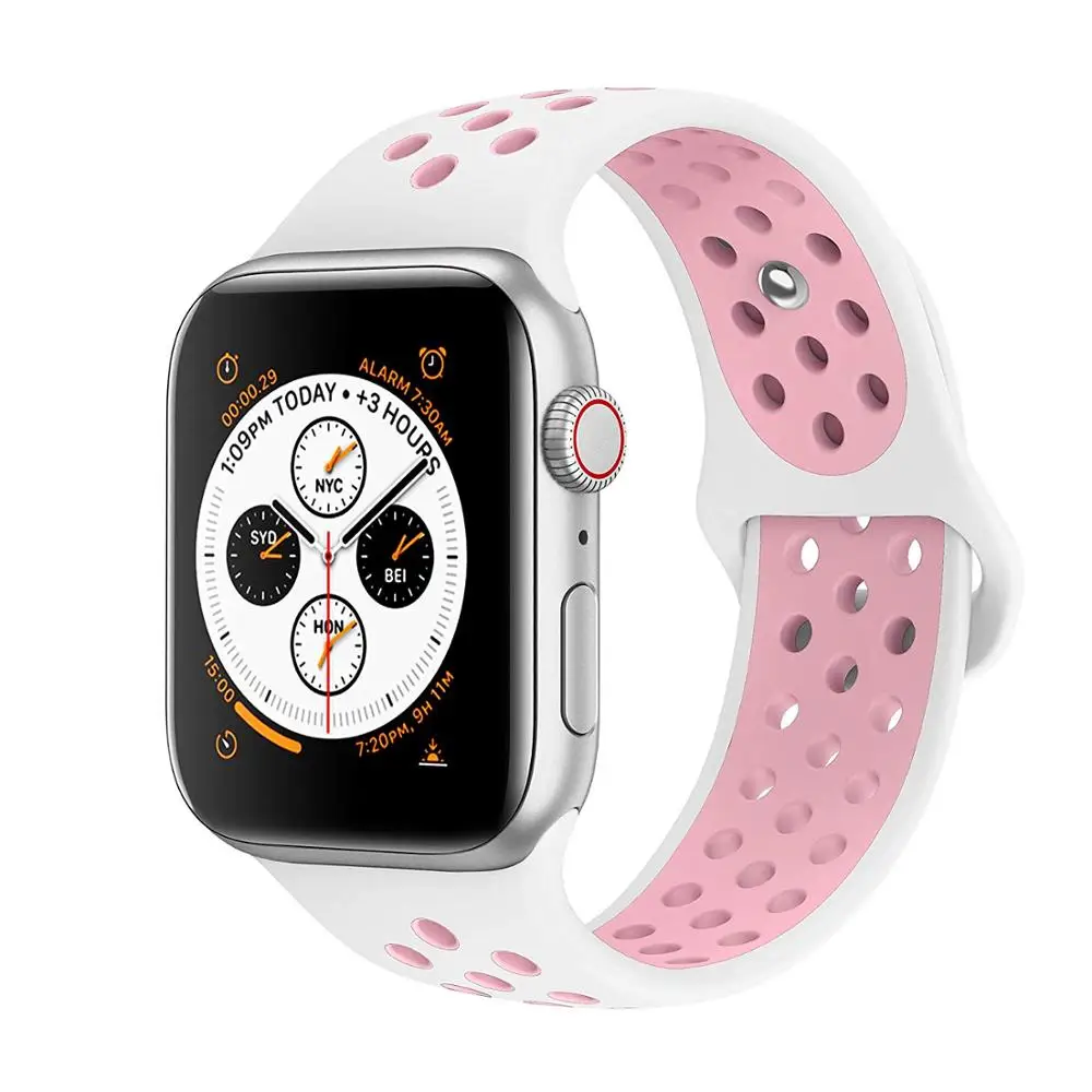 14 Ремешок для наручных часов Apple Watch 4 3/2/1 30 color38MM 40 мм Силиконовые из дышащего материала для наручных часов iWatch, сменный ремешок Спортивная петля серии 4 42 мм 44 мм - Цвет ремешка: 14
