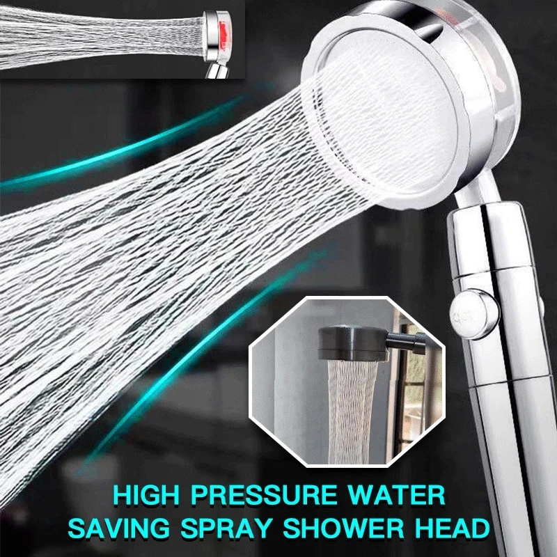 

2021 Shower Head Water Saving Flow 360 Degrees Rotating With Small Fan ABS Rain High Pressure spray Nozzle Bathroom Accessories