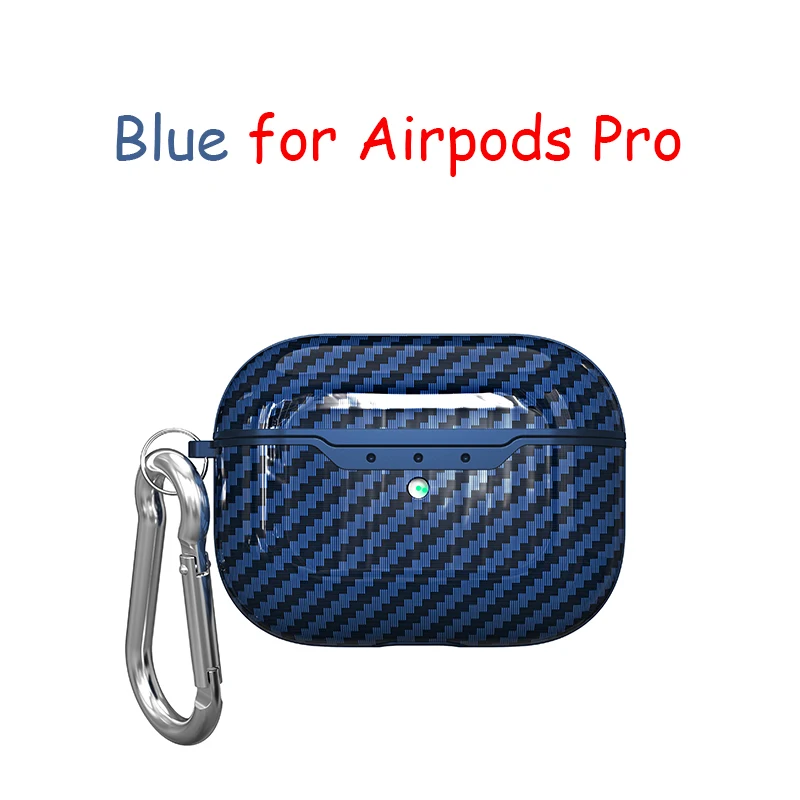 Чехол s для AirPods 2 Coque Bluetooth беспроводные наушники мужские из углеродного волокна сумка чехол для AirPods Pro Чехол для гарнитуры зарядный чехол - Цвет: Blue ForAirpodspro