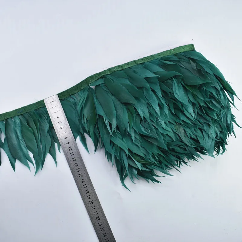 

1Meters Dark green Shred Goose Feathers Trims Geese White Pheasant Feathers for Crafts Fringe Ribbon Wedding Feathers Decoration