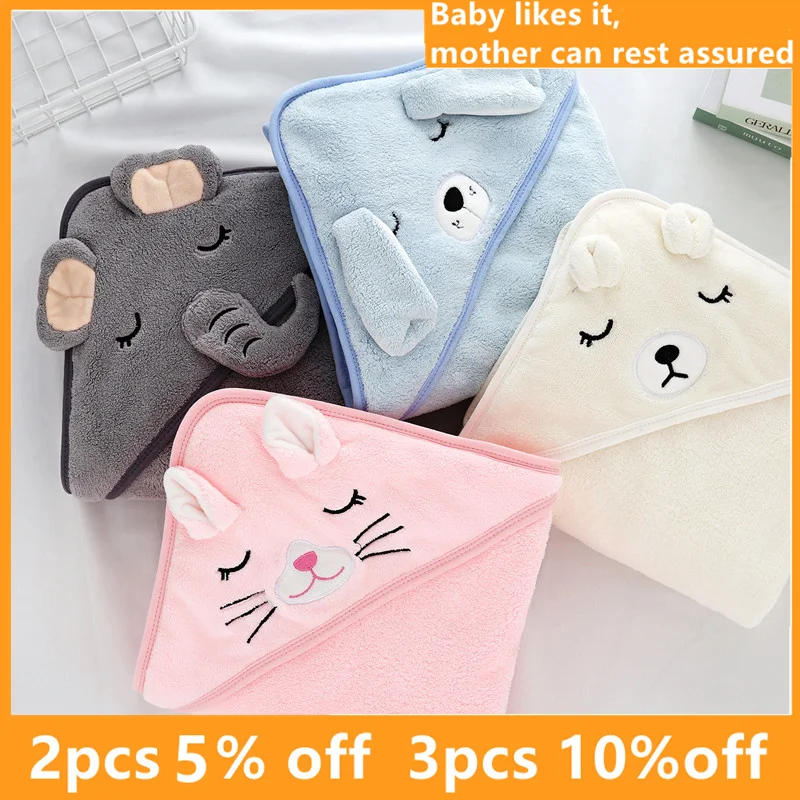 Полотенце с капюшоном для малышей банный халат новорожденных супермягкое банное