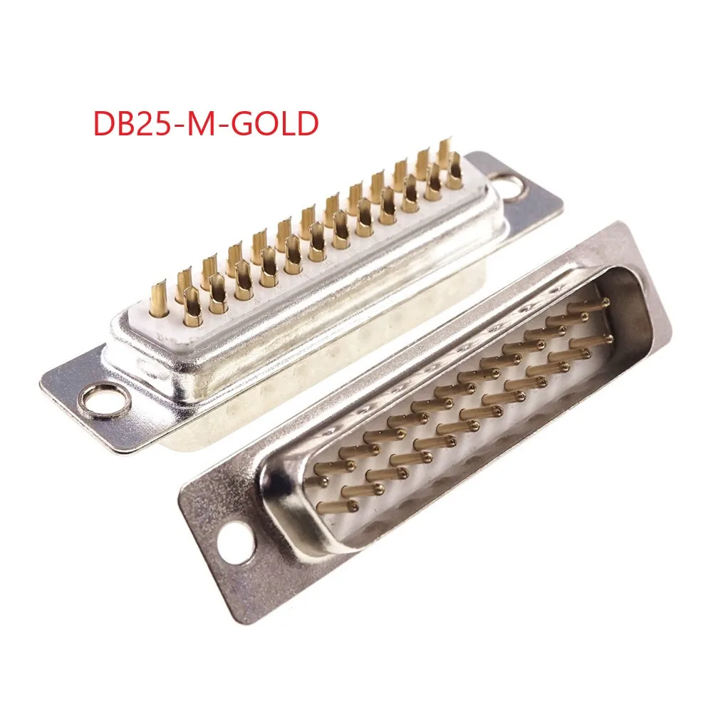 

10Pcs D-SUB Connector 25 Position Plug Male Pins Solder Wire Type Parallel Port Connector 25 Pin Gold Machined Pins 2 Row