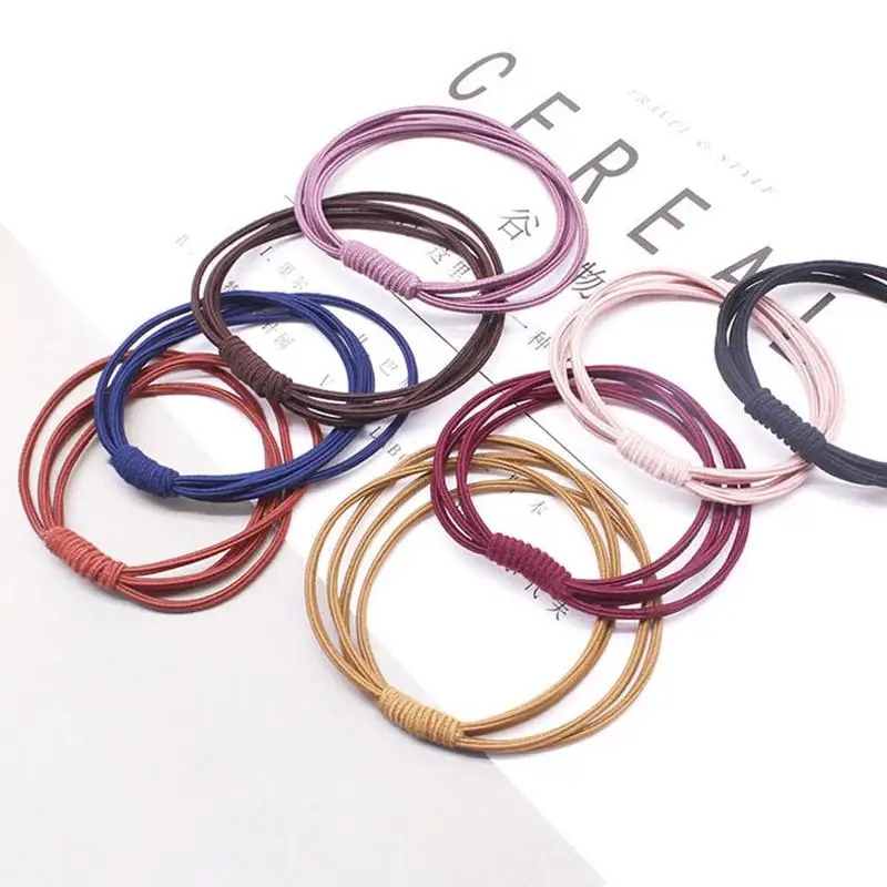 New Korean Simple 4in1 Knot Elastic Rubber Bands Hair Rope Women Ropes Girls Accessories Fashion Col A0W1 |