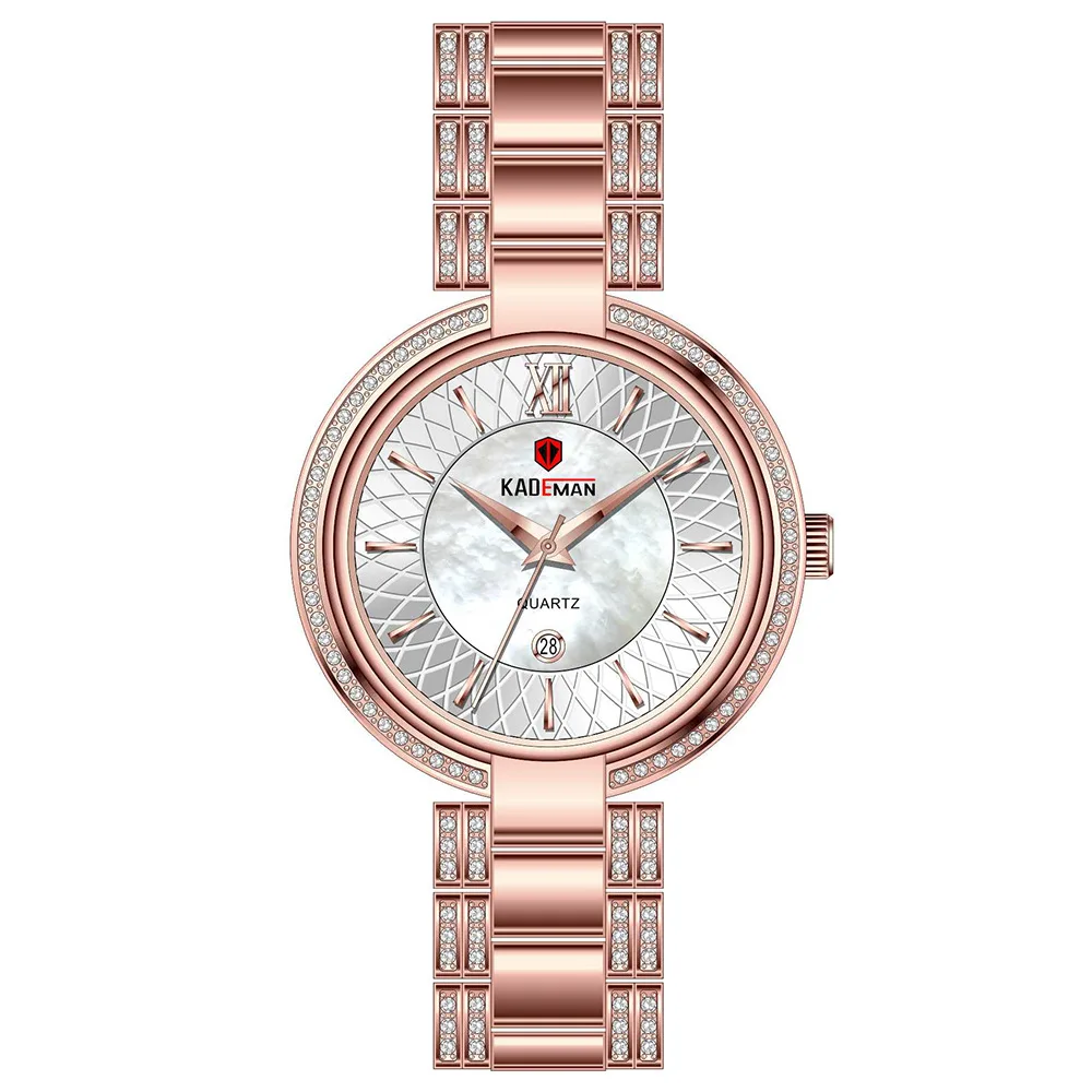 

KADEMAN 859 European And American Temperament Small Dial Rhinestone Female Watch Retro Steel belt Waterproof Wristwatch