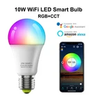 Умные светодиодные RGB-лампы E27 с Wi-Fi, лампа с инфракрасным дистанционным управлением и беспроводным подключением по Bluetooth, с регулируемой яркостью, 10 Вт, для IOS и Android
