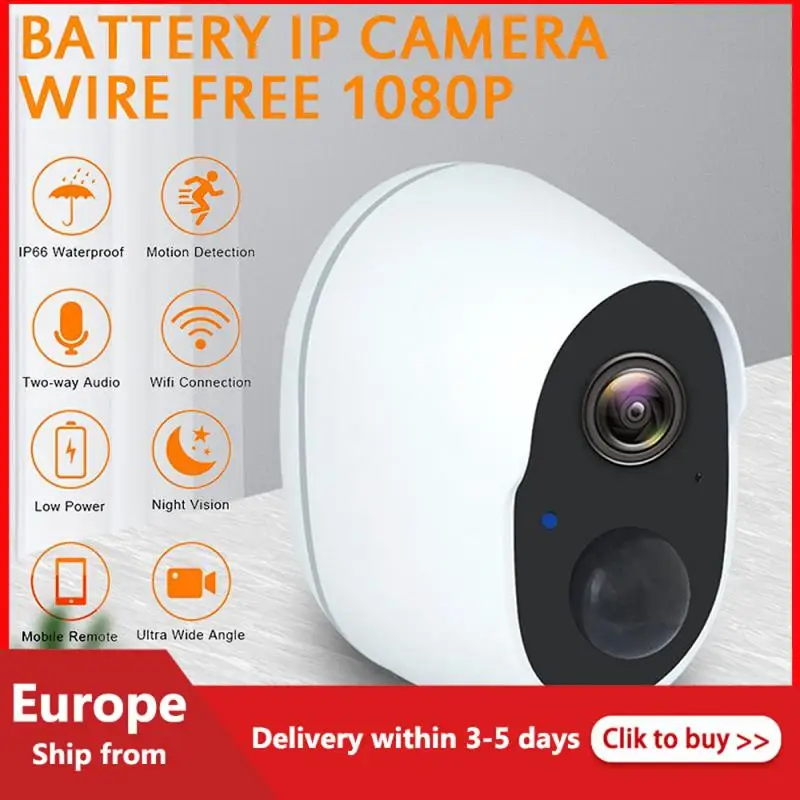 

1080P HD Surveillance Camera Free Plug-in Wireless Home Work With Mobile Phone APP WIFI With Battery Smart Alarm Function HWC
