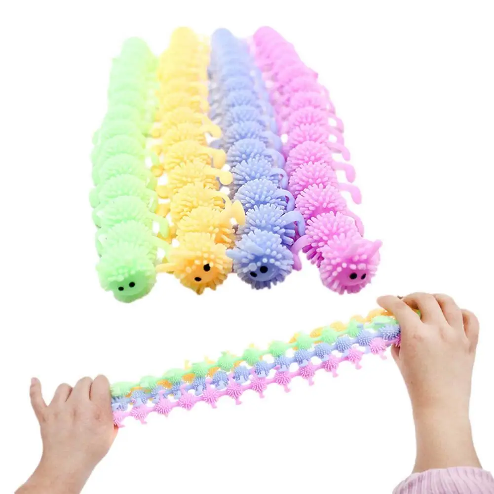 

Novel Pinch Toy TPR 16-Segment Reptile Caterpillar Shape Durable Squeeze Toy Squishy Durable Fidget Toys Decompression Toy Gift