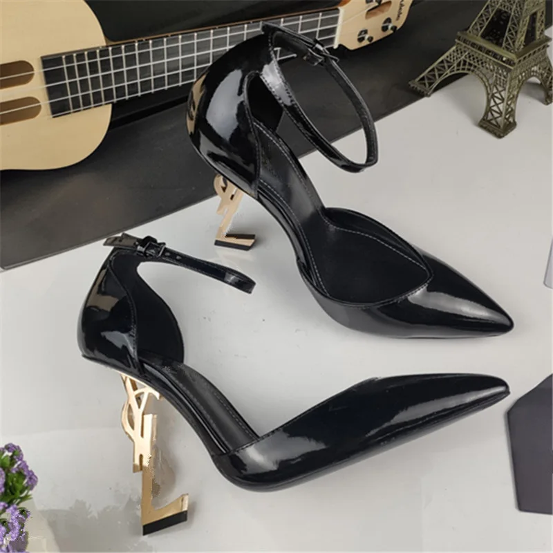 Туфли женские из лакированной кожи роскошные брендовые туфли лодочки на высоком