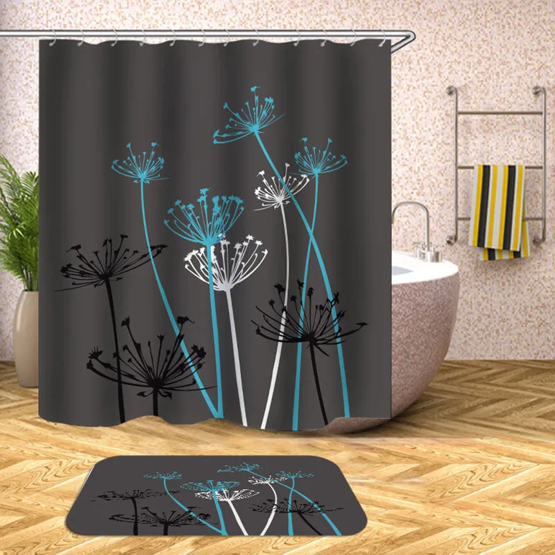 Одуванчик с цифровой печатью водонепроницаемая занавеска для душа из полиэстера