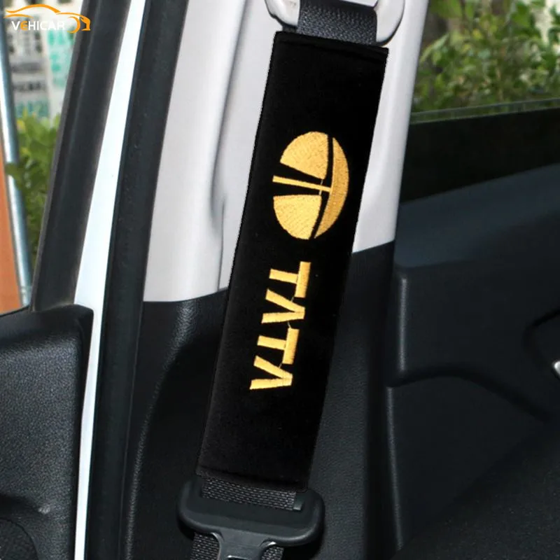 

VEHICAR 2PCS Car Seat Belt Cover For TATA Cotton Safety Auto Seat Belt Pads DIY Car Decoration Personality LOGO