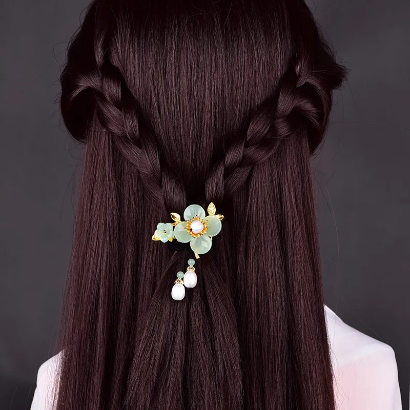 

Жемчужная стеклянная Античная повязка на голову резинка для волос Женская эластичная повязка на голову с хвостом